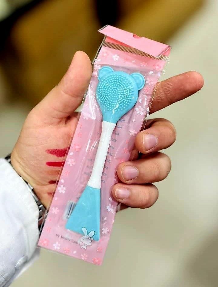براش سیلیکونی شستشوی صورت دوطرفه مدل خرسیفیس براش ماساژور و ماسک زن