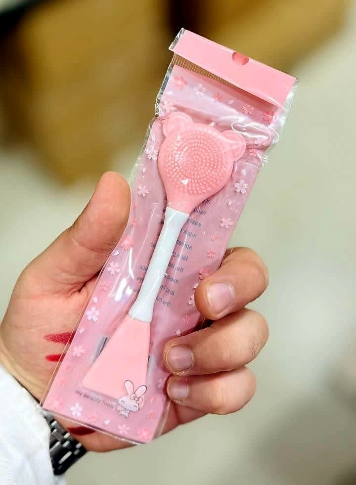 براش سیلیکونی شستشوی صورت دوطرفه مدل خرسیفیس براش ماساژور و ماسک زن